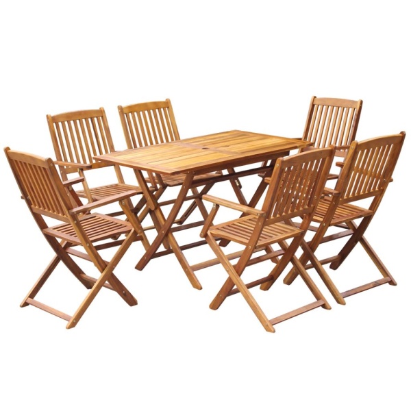 Set Mobilier De Exterior Pliabil 7 Piese Lemn Masiv De Acacia 42635